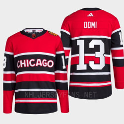2022 Chicago Blackhawks Reverse Retro 2.0 Max Domi Red Authentic Primegreen Jersey Men's