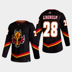 Men's Calgary Flames Elias Lindholm #28 2021 Season Reverse Retro Authentic Black Jersey Men's Calgary Flames Elias Lindholm #28 2021 Season Reverse Retro Authentic Black Jersey