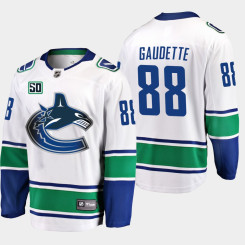 Men's Vancouver Canucks Adam Gaudette #88 50th Anniversary White Away Jersey Men's Vancouver Canucks Adam Gaudette #88 50th Anniversary White Away Jersey