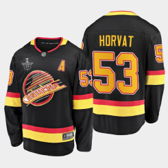 Men's Vancouver Canucks Bo Horvat #53 2020 Stanley Cup Playoffs Flying Skate Black Jersey Men's Vancouver Canucks Bo Horvat #53 2020 Stanley Cup Playoffs Flying Skate Black Jersey
