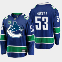 Men's Vancouver Canucks Bo Horvat #53 Blue 50th Anniversary Home Player Jersey Men's Vancouver Canucks Bo Horvat #53 Blue 50th Anniversary Home Player Jersey
