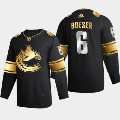 Men Vancouver Canucks Brock Boeser #6 2020-21 Golden Edition Limited Authentic Jersey - Black