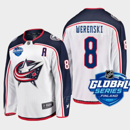 Zach Werenski Columbus Blue Jackets 2022 NHL Global Series Away White Jersey