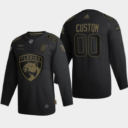 Men Florida Panthers Custom #00 2020 Veterans Day Authentic Black Jersey