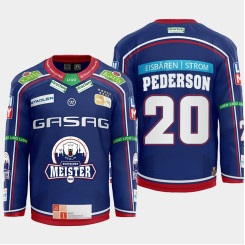 Youth Denis Pederson #20 Eisbaren Berlin Home Hockey Blue Jersey