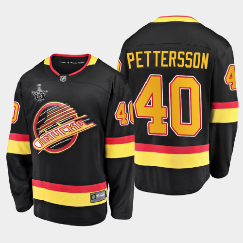 Men's Vancouver Canucks Elias Pettersson #40 2020 Stanley Cup Playoffs Flying Skate Black Jersey Men's Vancouver Canucks Elias Pettersson #40 2020 Stanley Cup Playoffs Flying Skate Black Jersey