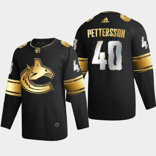 Men Vancouver Canucks Elias Pettersson #40 2020-21 Golden Edition Limited Authentic Jersey - Black Men Vancouver Canucks Elias Pettersson #40 2020-21 Golden Edition Limited Authentic Jersey - Black