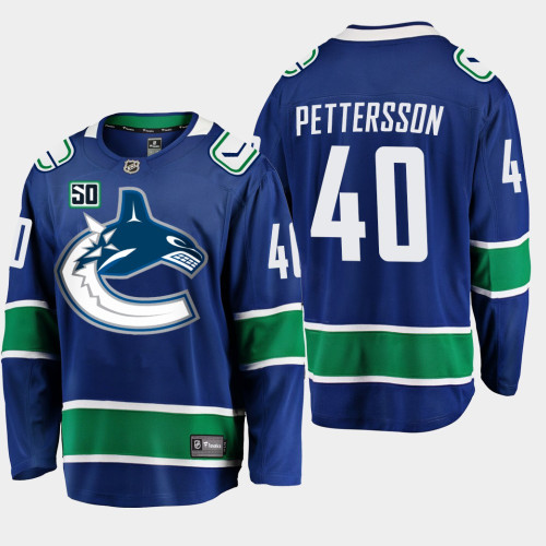 Men's Vancouver Canucks Elias Pettersson #40 Blue 50th Anniversary Home Player Jersey Men's Vancouver Canucks Elias Pettersson #40 Blue 50th Anniversary Home Player Jersey