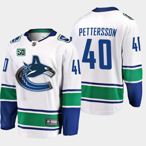 Men's Vancouver Canucks Elias Pettersson #40 50th Anniversary White Away Jersey Men's Vancouver Canucks Elias Pettersson #40 50th Anniversary White Away Jersey