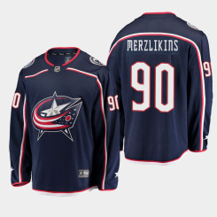 Men's Columbus Blue Jackets Elvis Merzlikins #90 Navy Home Breakaway Player Jersey Men's Columbus Blue Jackets Elvis Merzlikins #90 Navy Home Breakaway Player Jersey