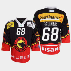 Youth Eric Gelinas #68 SC Bern 2022 Ice Hockey Shirt Black Jersey