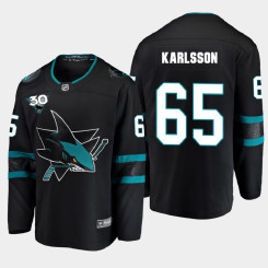 San Jose Sharks #65 Erik Karlsson 2020-21 Alternate Commemorate 30th Anniversary Black Jersey San Jose Sharks #65 Erik Karlsson 2020-21 Alternate Commemorate 30th Anniversary Black Jersey