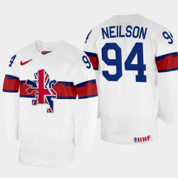 Cade Neilson 2022 IIHF World Championship Great Britain Hockey Jersey White #94 Uniform