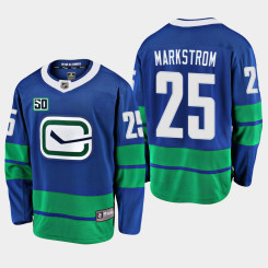 Men's Vancouver Canucks Jacob Markstrom #25 50th Anniversary Blue Alternate Jersey Men's Vancouver Canucks Jacob Markstrom #25 50th Anniversary Blue Alternate Jersey