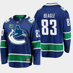 Men's Vancouver Canucks Jay Beagle #83 Blue 50th Anniversary Home Player Jersey Men's Vancouver Canucks Jay Beagle #83 Blue 50th Anniversary Home Player Jersey