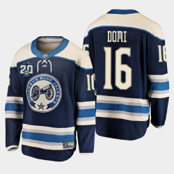 Men's Columbus Blue Jackets Max Domi #16 20th Anniversary Alternate Navy Jersey