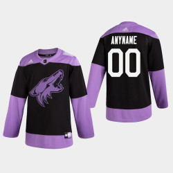 Coyotes Custom #00 Hockey Fights Cancer Practice Black Jersey Coyotes Custom #00 Hockey Fights Cancer Practice Black Jersey