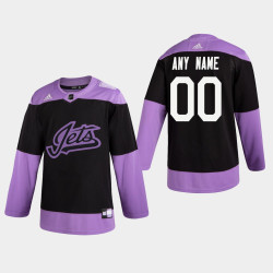 Jets Custom #00 Hockey Fights Cancer Practice Black Jersey