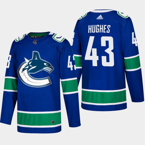 Men's Vancouver Canucks Quinn Hughes #43 Home Blue Authentic Player Jersey Men's Vancouver Canucks Quinn Hughes #43 Home Blue Authentic Player Jersey