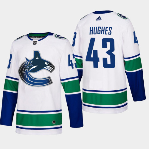 Men's Vancouver Canucks Quinn Hughes #43 Away White Authentic Player Jersey Men's Vancouver Canucks Quinn Hughes #43 Away White Authentic Player Jersey