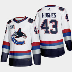 Women's Vancouver Canucks Quinn Hughes #43 Throwback White 2000's Vintage Authentic Player Jersey