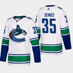 Men's Vancouver Canucks Thatcher Demko #35 Away White Authentic Player Jersey Men's Vancouver Canucks Thatcher Demko #35 Away White Authentic Player Jersey