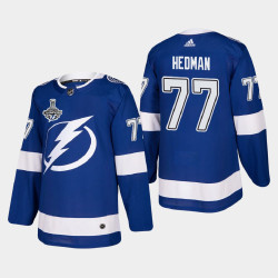 Tampa Bay Lightning Victor Hedman #77 2020 Stanley Cup Champions Blue Authentic Patch Jersey