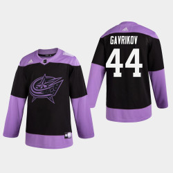 Blue Jackets Vladislav Gavrikov #44 Hockey Fights Cancer Practice Black Jersey
