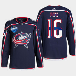 Columbus Blue Jackets 2022 NHL Global Series Max Domi Navy Finland Edition Jersey