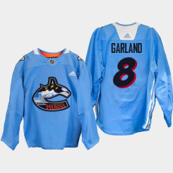 Conor Garland Vancouver Canucks Community Heroes 2022 Blue #8 Jersey Warm Up Conor Garland Vancouver Canucks Community Heroes 2022 Blue #8 Jersey Warm Up