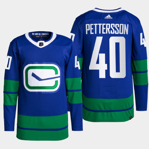 Elias Pettersson #40 Vancouver Canucks Blue Jersey 2022 Alternate Primegreen Authentic Pro Elias Pettersson #40 Vancouver Canucks Blue Jersey 2022 Alternate Primegreen Authentic Pro