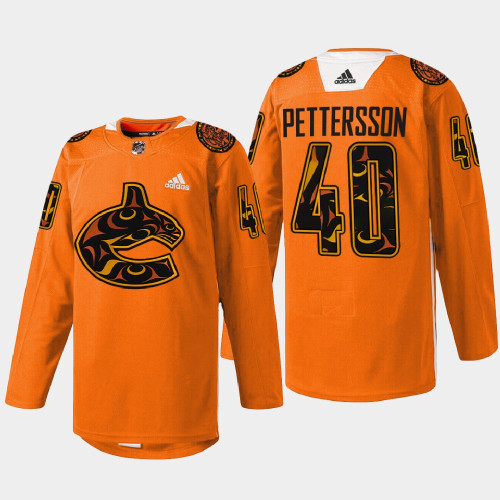 Elias Pettersson Vancouver Canucks 2022 First Nations Night Orange #40 Jersey Every Child Matters Elias Pettersson Vancouver Canucks 2022 First Nations Night Orange #40 Jersey Every Child Matters