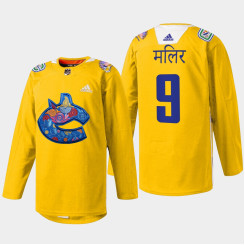 J.T. Miller Vancouver Canucks Diwali Night 2022 Yellow #9 Jersey Warmup J.T. Miller Vancouver Canucks Diwali Night 2022 Yellow #9 Jersey Warmup