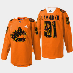 Juho Lammikko Vancouver Canucks 2022 First Nations Night Orange #91 Jersey Every Child Matters Juho Lammikko Vancouver Canucks 2022 First Nations Night Orange #91 Jersey Every Child Matters