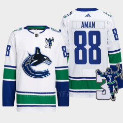 Vancouver Canucks Kevin Bieska patch Nils Aman White Away Jersey Men's