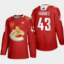 Women's Vancouver Canucks Quinn Hughes #43 2021 Chinese New Year Red Jersey
