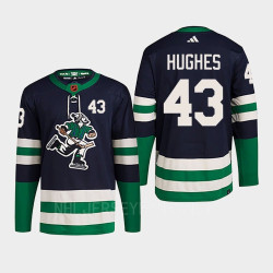 Quinn Hughes Reverse Retro 2.0 2022 Vancouver Canucks Navy Jersey Authentic Primegreen #43 Quinn Hughes Reverse Retro 2.0 2022 Vancouver Canucks Navy Jersey Authentic Primegreen #43