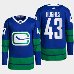 Quinn Hughes #43 Vancouver Canucks Blue Jersey 2022 Alternate Primegreen Authentic Pro Quinn Hughes #43 Vancouver Canucks Blue Jersey 2022 Alternate Primegreen Authentic Pro
