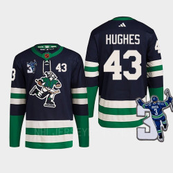 Vancouver Canucks Quinn Hughes Navy Reverse Retro 2.0 Kevin Bieska patch Jersey
