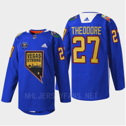 Youth Shea Theodore Vegas Golden Knights Nevada Day 2022 Blue #27 Jersey First Respondersthentic