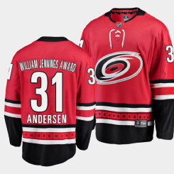 Frederik Andersen Carolina Hurricanes William Jennings Award Red #31 Jersey Awards Edition Frederik Andersen Carolina Hurricanes William Jennings Award Red #31 Jersey Awards Edition