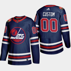 Men's Winnipeg Jets Custom #00 2019 Heritage Classic WHA Navy Jersey