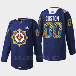 Winnipeg Jets Filipino Heritage Night Custom Navy Warmup Jersey