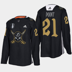 Tampa Bay Lightning 2022 Conference Finals Brayden Point Black Gasparilla inspired Jersey Tampa Bay Lightning 2022 Conference Finals Brayden Point Black Gasparilla inspired Jersey