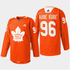 Youth Nicolas Aube-Kubel Toronto Maple Leafs Every Child Matters 2022 Orange #96 Jersey Warmup