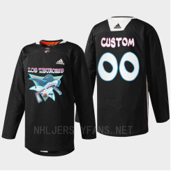 Custom 2022 Los Tiburones San Jose Sharks Black Jersey Specialty Warm-Up #00