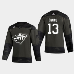 Men's Minnesota Wild Nick Bonino #13 2020 Veterans Day Authentic Practice Camo Jersey Men's Minnesota Wild Nick Bonino #13 2020 Veterans Day Authentic Practice Camo Jersey