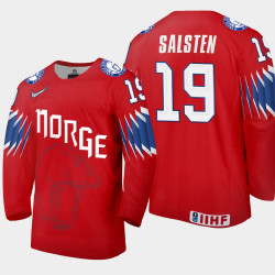 Men's Norway Eirik Salsten #19 2021 IIHF World Championship Limited Red Jersey