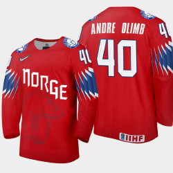 Men's Norway Ken Andre Olimb #40 2021 IIHF World Championship Limited Red Jersey
