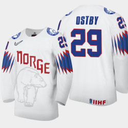 Men's Norway Kristian Ostby #29 2021 IIHF World Championship Home White Jersey
